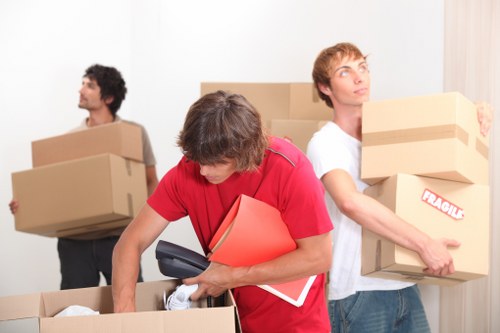 Boxes and furniture prepared for storage in central London